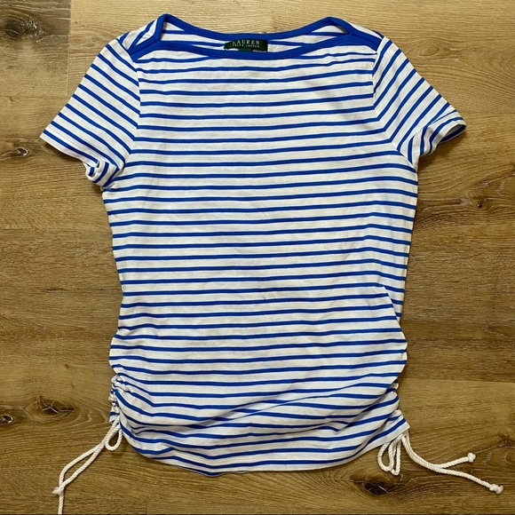 Ralph Lauren Cotton Striped Boatneck Tee with Ties - Picture 5 of 11